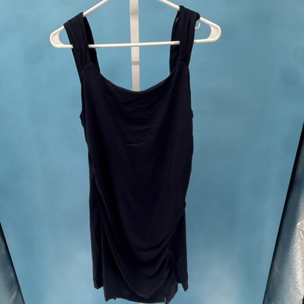 Women's Navy Blue Square Neck Tank Dress Regular Sleeveless Size X-Large